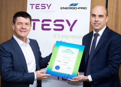 TESY has been awarded by ENERGO-PRO Energy Services a Certificate of user of electrical energy produced from renewable sources